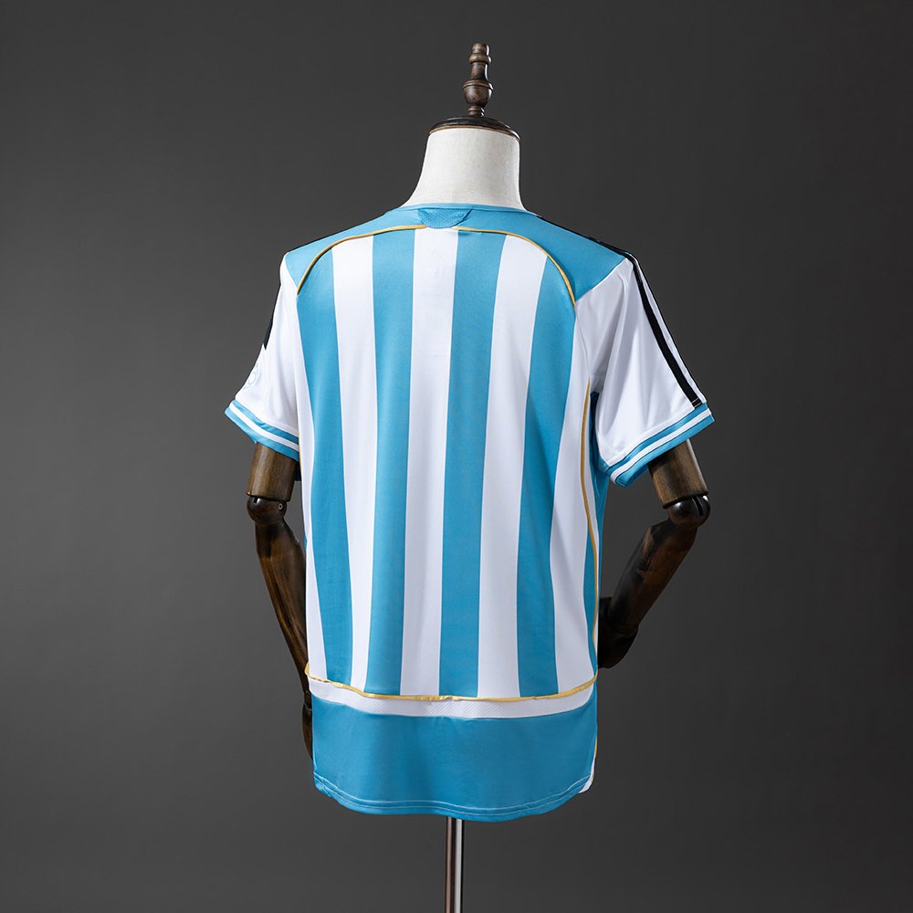 Argentina 2006 World Cup Home Kit Half Sleeve- Retro Jersey - Image 4