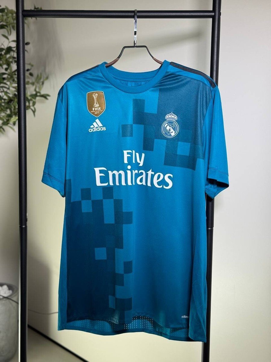 Real Madrid 2017-18 Third Kit Blue Half Sleeve- Retro Jersey