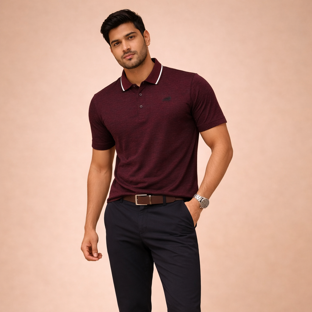 Mens Premium Burgundy Polo