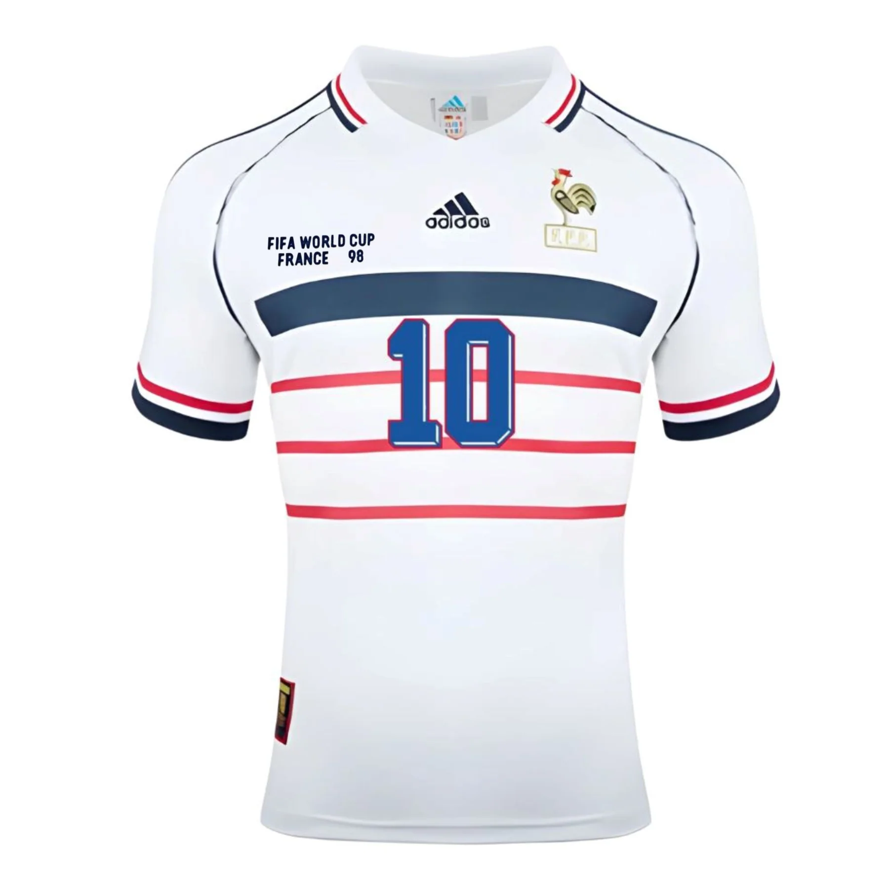 France World Cup 1998 Away Zidane 10 Kit (Half Sleeve) - Retro Jersey - Image 2